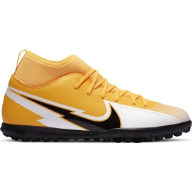 Chuteiras Nike Mercurial Superfly 7 Club Tf Jr AT8156 801 amarelo/branco amarelos