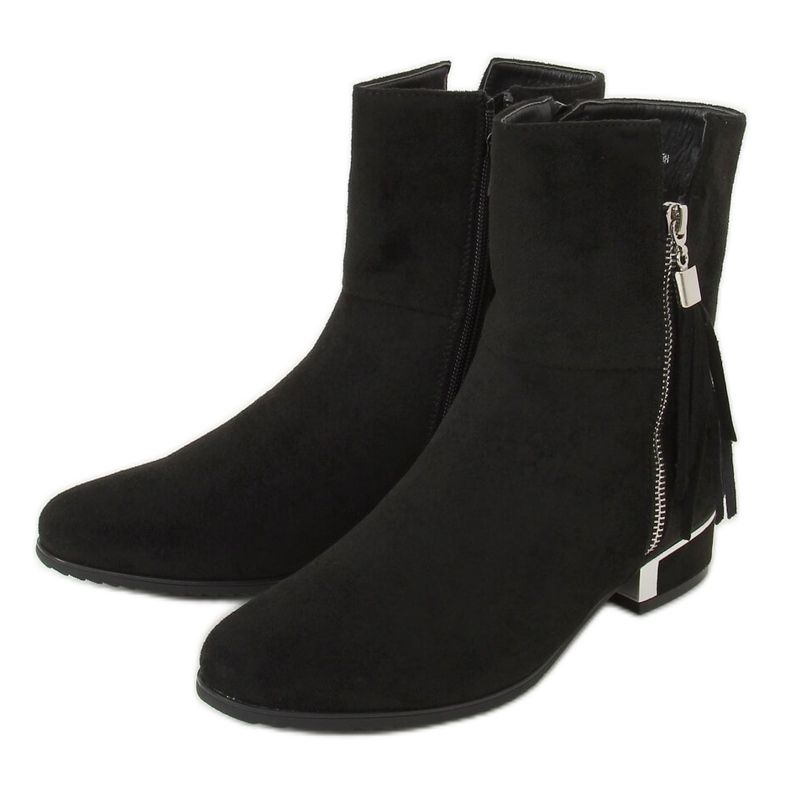 Botas pretas femininas de salto baixo HFN-2311 Preto