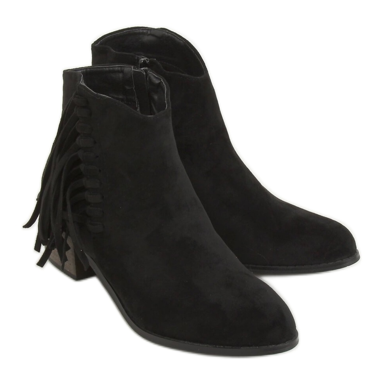 Botas pretas com franjas pretas 100-113B0-2 pretas preto
