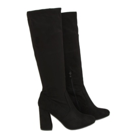 Botas pretas de salto alto D7533 pretas preto