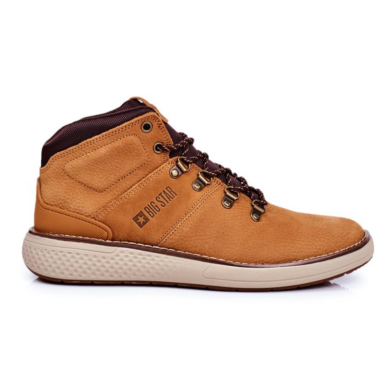 Botas Trekker de couro masculino Big Star Camel GG174491 castanho multicolorido