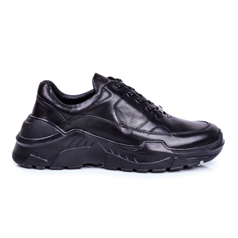 GOE Sapatos esportivos masculinos de couro preto GG1N3014