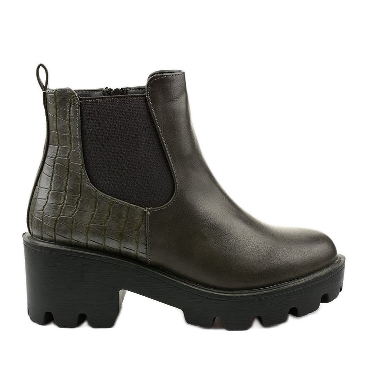 Estabelecido botas de cano baixo cinza em couro ecológico