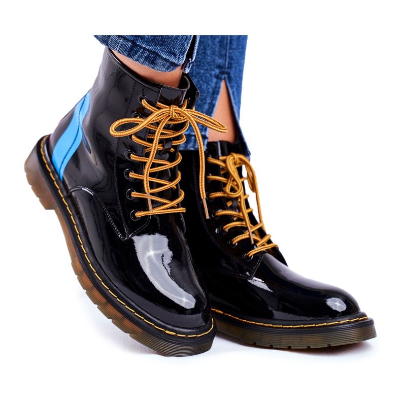 Caçadores de botas femininas Glany Goe Couro Preto GG2N3056