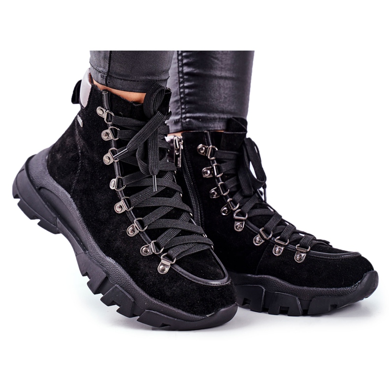Sapatos de trekking feminino caçadores couro camurça Big Star GG274893 preto