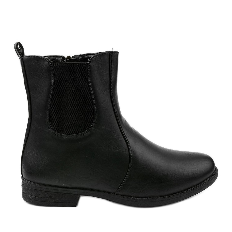 Botas pretas de cano baixo com elástico e zíper Trini preto Botas pretas de cano baixo com elástico e zíper Trini preto