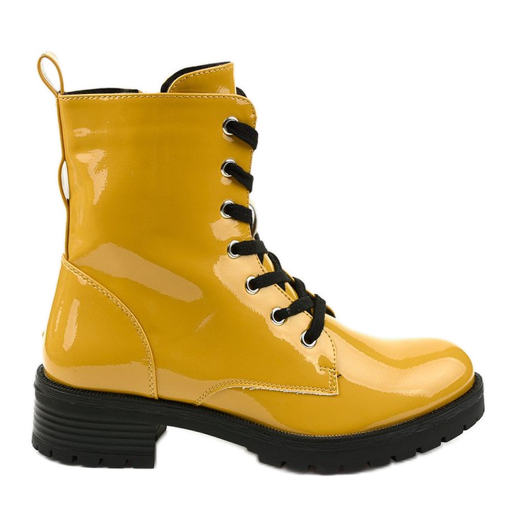 Botas deslizantes lacadas amarelas amarelo