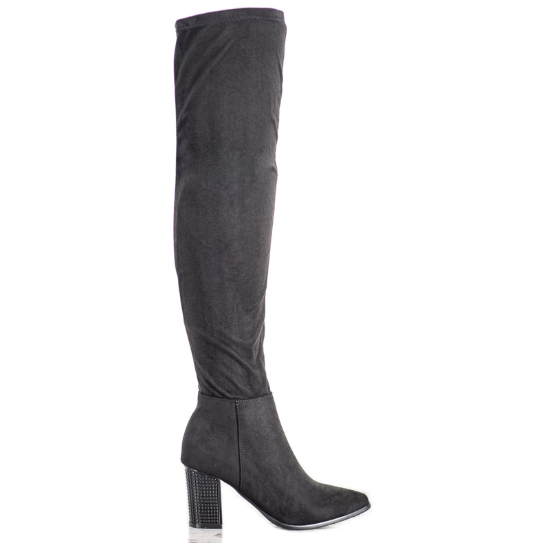 Botas de cano alto com salto decorativo VINCEZA preto