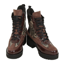 Sapatos de sola alta NS067 Snake marrom