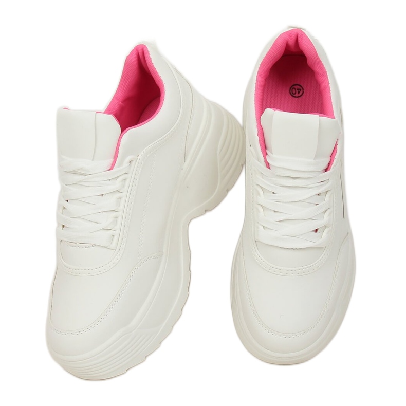 Calçado desportivo Fushia LA78P branco de sola alta rosa