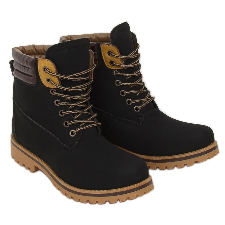 Botas femininas pretas com isolamento de madeira C001-1 Preta preto