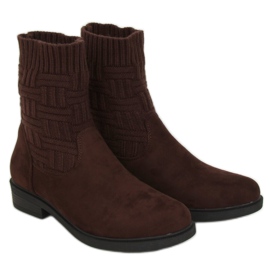 Botas com parte superior de suéter marrom E2100 marrom castanho
