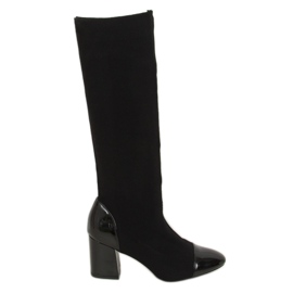 Botas pretas com parte superior flexível preta 6217 preta preto