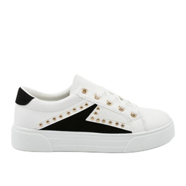 Tênis clássico branco com strass A88-69 preto