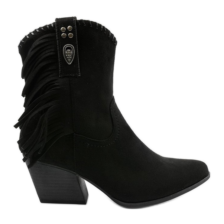 Botas de cowboy de camurça preta da Lamimeila preto