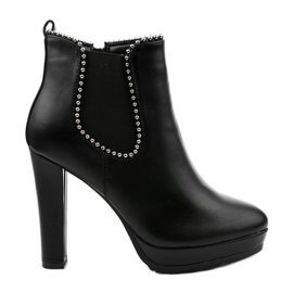 Botins pretos com zíper e elástico Circus