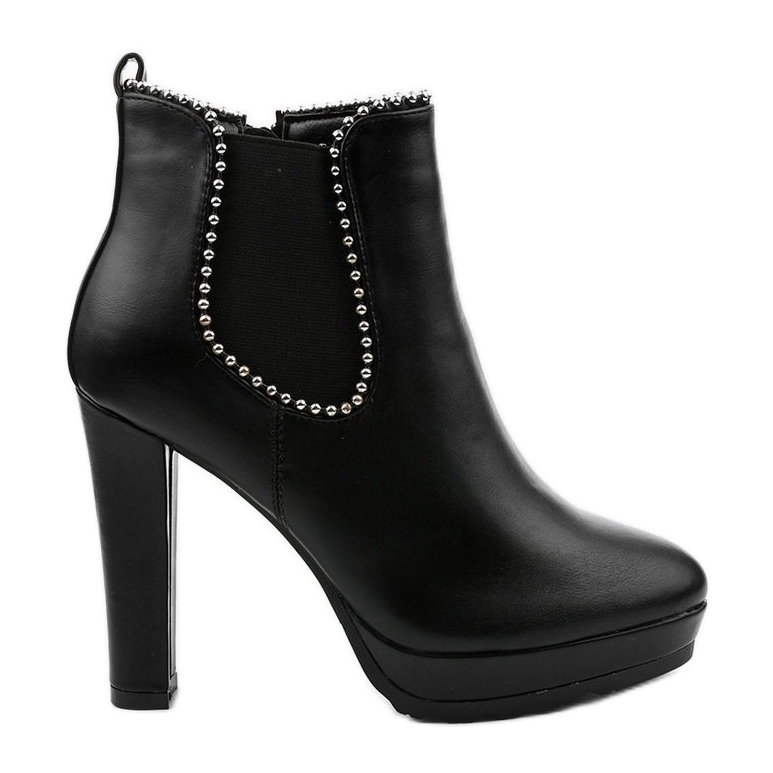 Botins pretos com zíper e elástico Circus