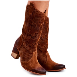 Exquisite Botas femininas de salto alto em couro conhaque alecrim castanho Exquisite Botas femininas de salto alto em couro conhaque alecrim castanho