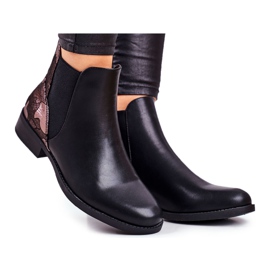 S.Barski Botas femininas quentes Chelsea Botas de salto plano preto Dibbo