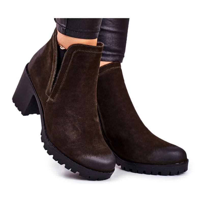 S.Barski Botas de salto feminino quentes Khaki Veronica castanho