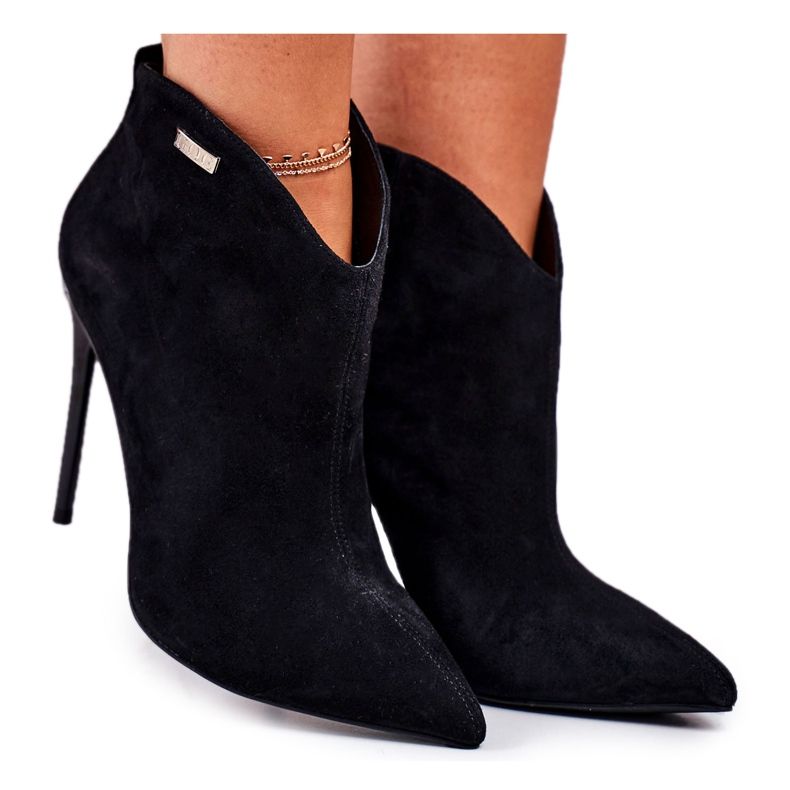 GOE Botas femininas com salto alto camurça preta GG2N3033 preto GOE Botas femininas com salto alto camurça preta GG2N3033 preto