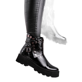 Exquisite Botas femininas em couro lacado preto requintado 1199 Exquisite Botas femininas em couro lacado preto requintado 1199