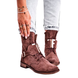 Botas femininas Nicole camurça marrom 2591