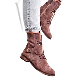 Botas femininas Nicole camurça marrom claro 2591 castanho