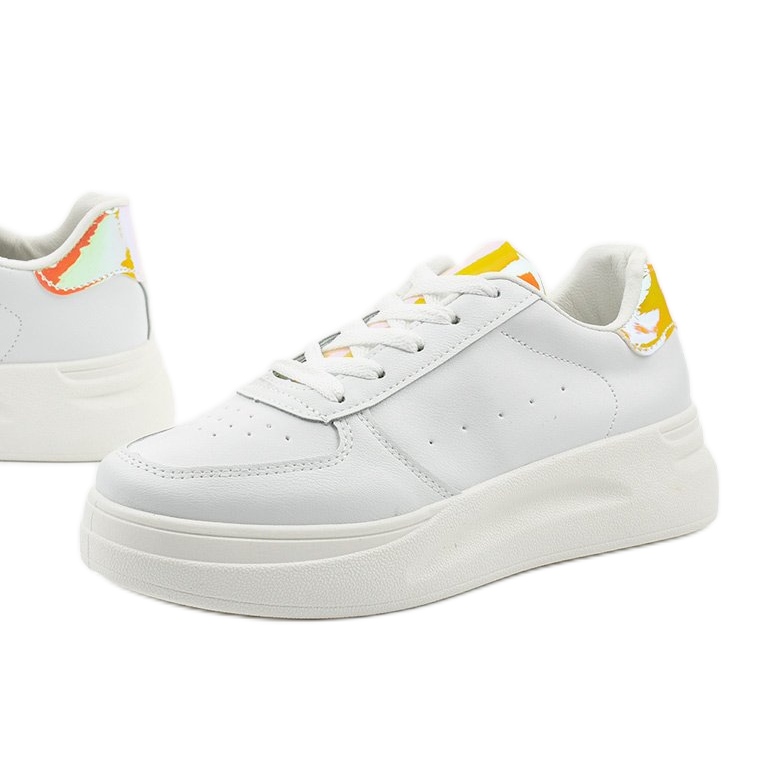 Tênis branco brilhante LLQ205-17 dourado