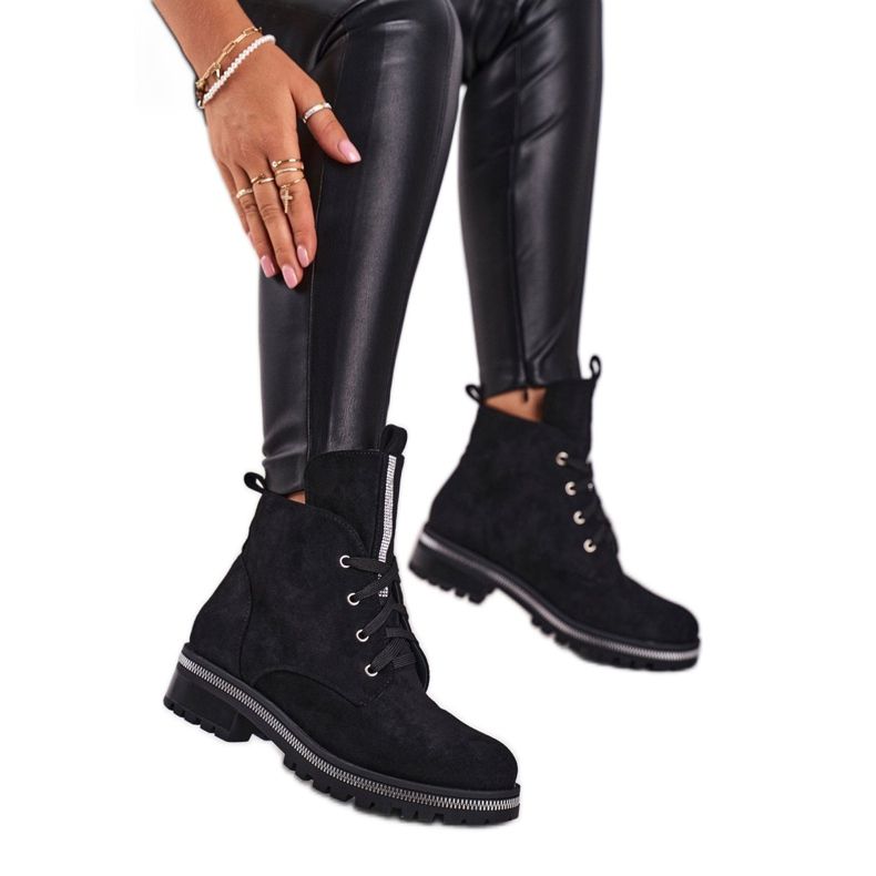 SEA Botas femininas Eco camurça preta Hundret Porcentagem preto