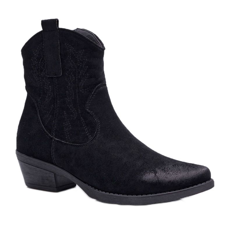 BUGO Botas de cowboy femininas camurça preta Ferders preto