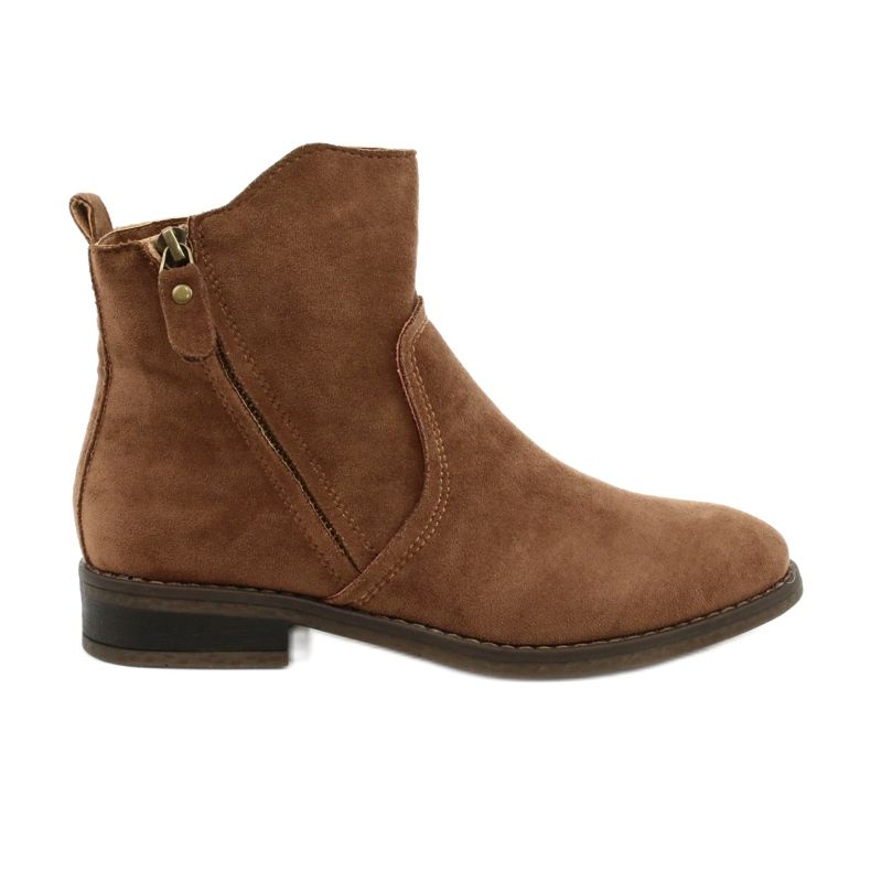 Evento Botins de camelo camurça com zíper castanho