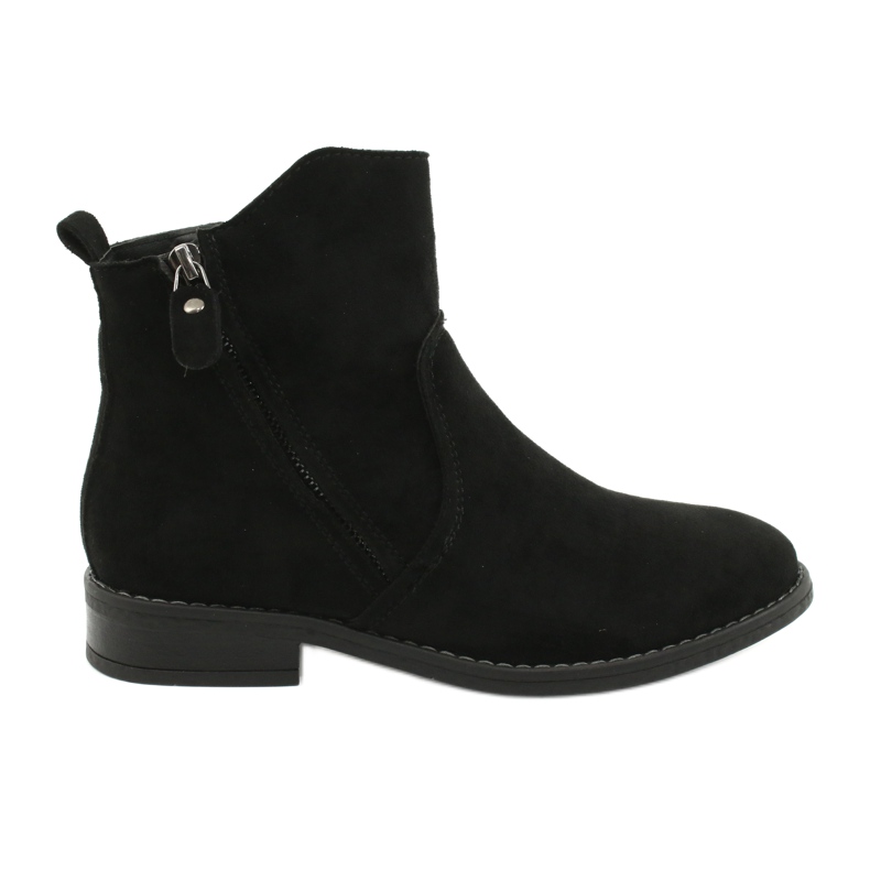 Evento Botins de camurça preta com zíper preto