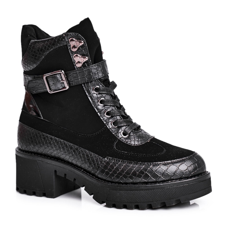 S.Barski Botas femininas de manga preta preto