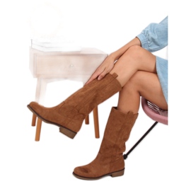 Botas com parte superior de camelo ST-19P de camelo reto castanho