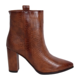 Botas de salto alto, pele de cobra marrom RB54 Camel