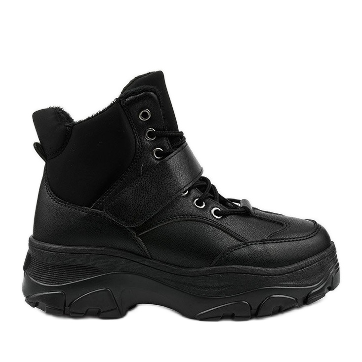 Tênis esportivos pretos da moda feitos de couro ecológico Soulsille