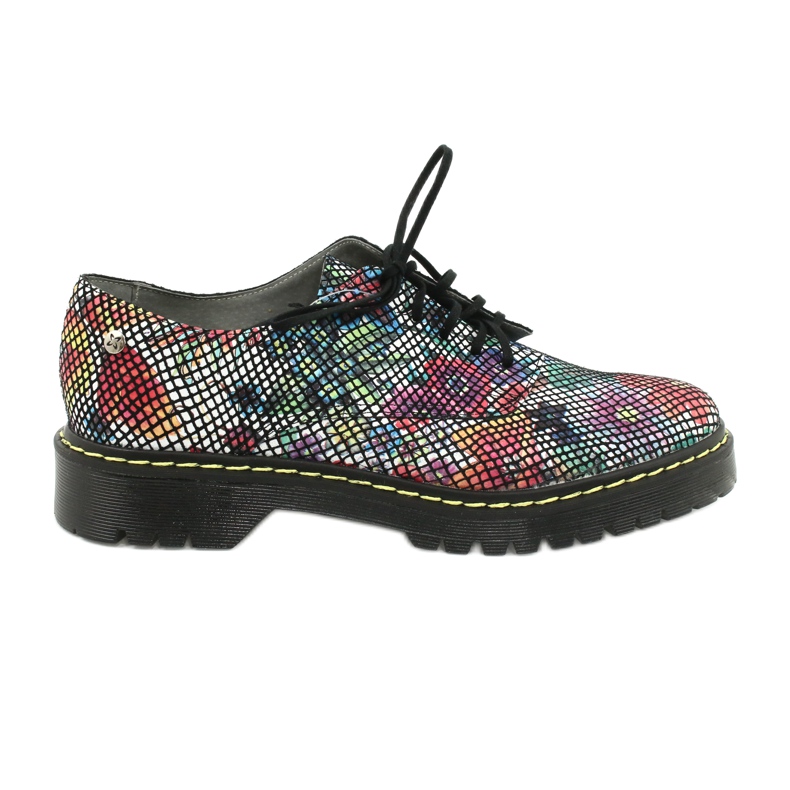 Mulheres Brogues Oxfords Couro Flores Maciejka 04087-43 multicolorido