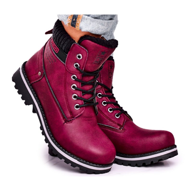 EVE Botas femininas Burgundy Grunders vermelho multicolorido