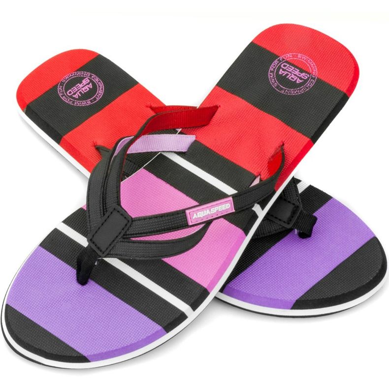 Chinelos de piscina femininos Aqua-speed Marina 07 preto vermelho rosa