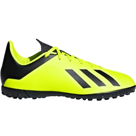 As chuteiras adidas X Tango 18.4 Tf Jr DB2435 amarelo amarelo