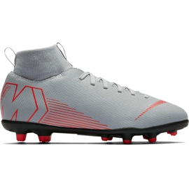 Chuteiras Nike Mercurial Superfly 6 Club Mg Jr AH7339 060 branco cinza