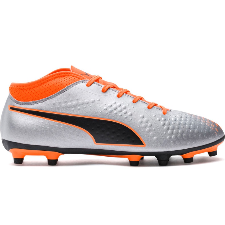 Chuteiras Puma One 4 Syn Fg cinza-laranja 104749 01 multicolorido prata
