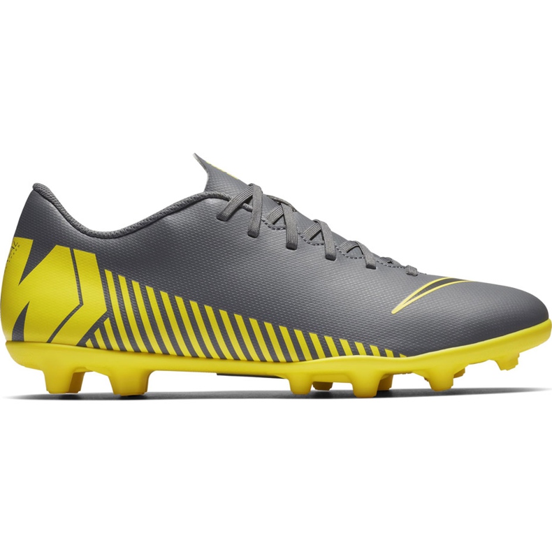Chuteiras Nike Mercurial Vapor 12 Club Mg AH7378 070 cinza, amarelo cinza
