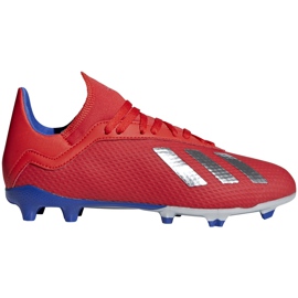 Chuteiras vermelhas Adidas X 18.3 Fg Jr BB9371 multicolorido vermelho