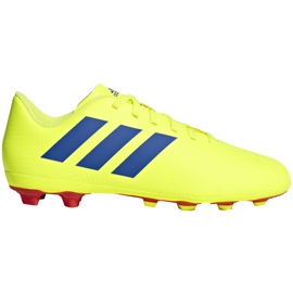 Chuteiras adidas Nemeziz 18.4 FxG Jr amarelo azul CM8509 multicolorido
