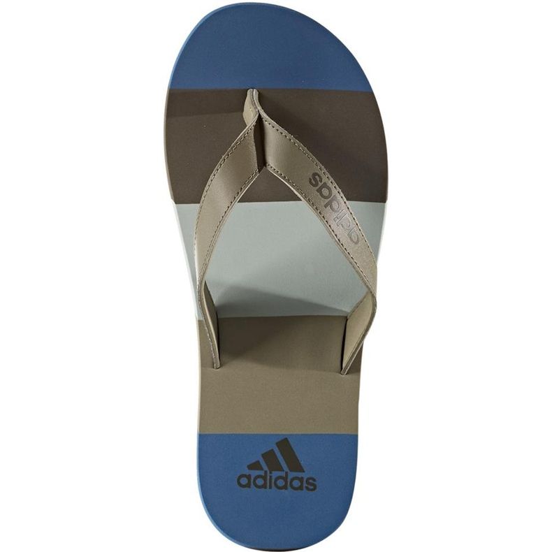 Chinelos Adidas Eezay listrados BA8809 azul cinza