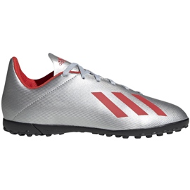 Chuteiras adidas X 19.4 Tf Jr prata F35348 vermelho