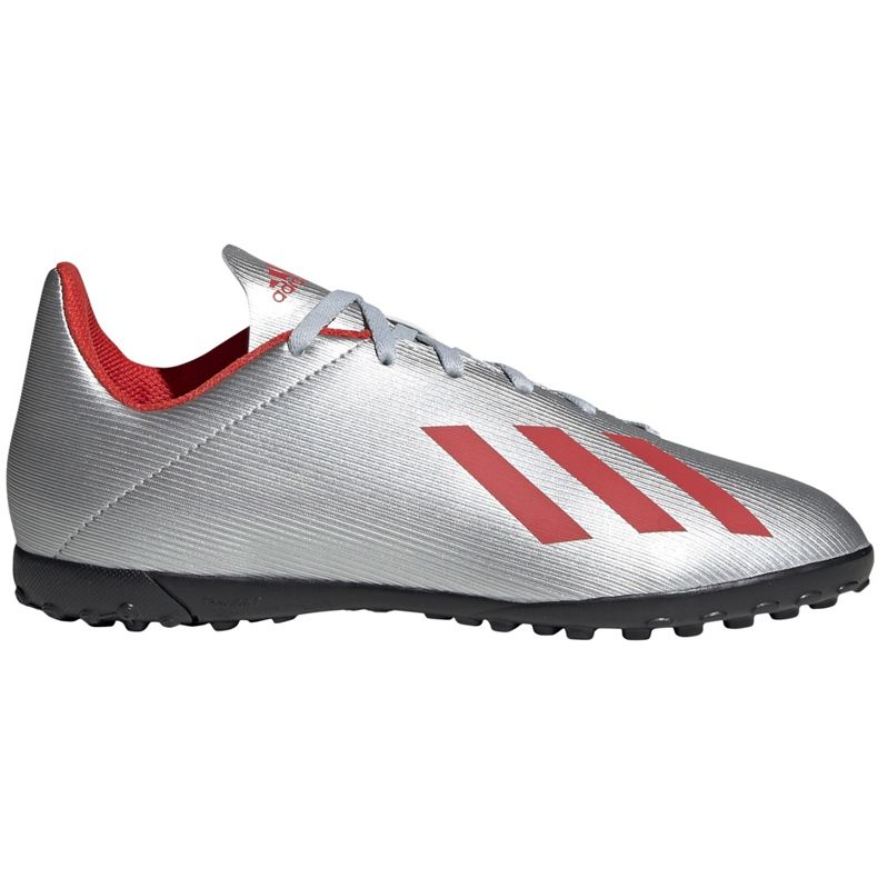 Chuteiras adidas X 19.4 Tf Jr prata F35348 vermelho