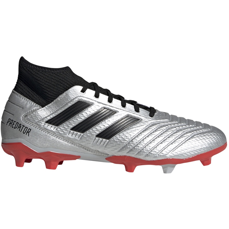 Chuteiras adidas Predator 19.3 Fg prata F35595 vermelho